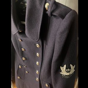 PREMIUM!! SAVILE ROW Luxury Double-Breasted Wool Coat in Navy, Sz 38 (US Med)